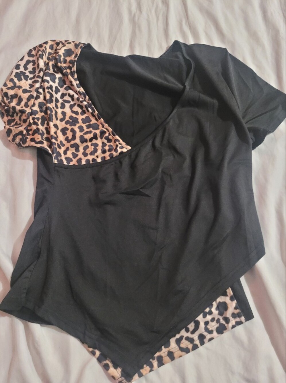 Black Women's Sleep Tank with Leopard Accent
